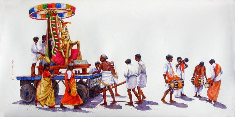 Figurative oil painting titled 'Untitled 7', 24x48 inches, by artist Siva Balan on Canvas