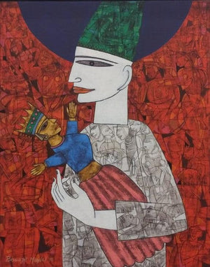 Figurative acrylic painting titled 'Untitled 7', 30x24 inches, by artist Biswajit Mondal on Canvas