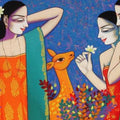 Figurative acrylic painting titled 'Untitled 7', 24x48 inches, by artist Pravin Utge on Canvas