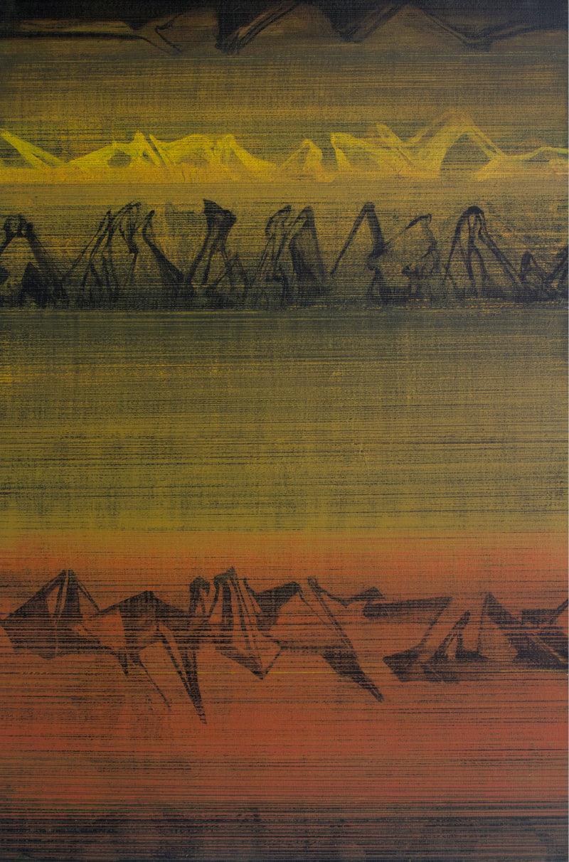 Abstract acrylic painting titled 'Untitled 7', 54x36 inches, by artist Chandan Bhowmick on Canvas