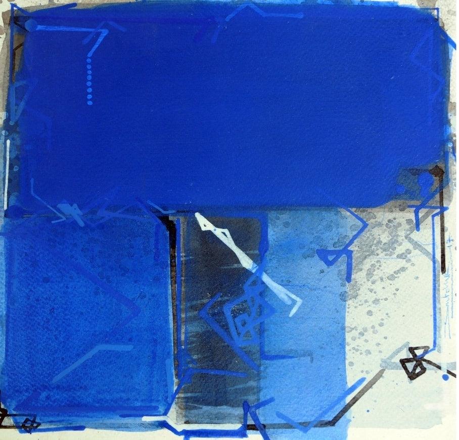 Abstract acrylic painting titled 'Untitled 7', 10x10 inches, by artist Santosh Rathod on Paper