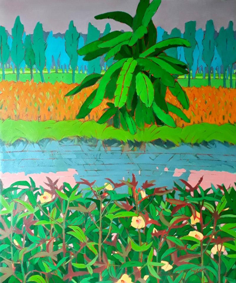 Nature acrylic painting titled 'Untitled 7', 36x30 inches, by artist Sujit Das on Canvas