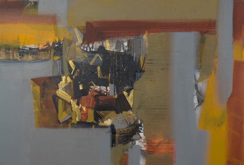 Abstract acrylic painting titled 'Untitled 7', 24x36 inches, by artist Satendra Mhatre on Canvas