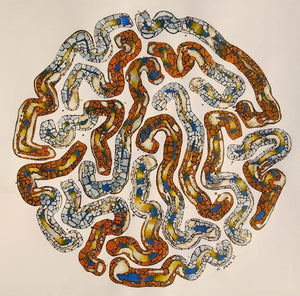 Abstract acrylic painting titled 'Untitled 7', 26x26 inches, by artist Rajesh Shah on Acid Free Paper