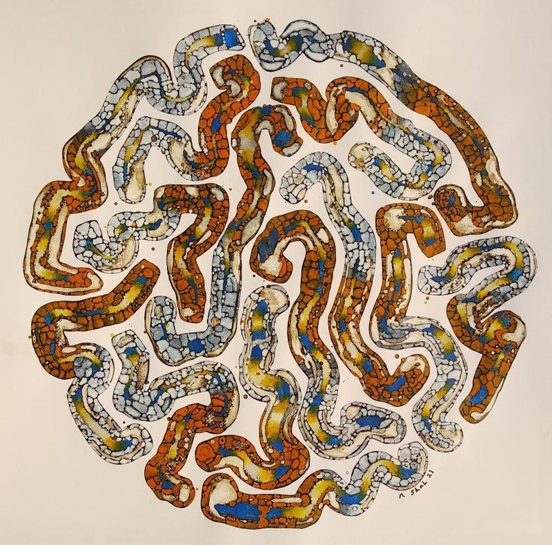 Abstract acrylic painting titled 'Untitled 7', 26x26 inches, by artist Rajesh Shah on Acid Free Paper