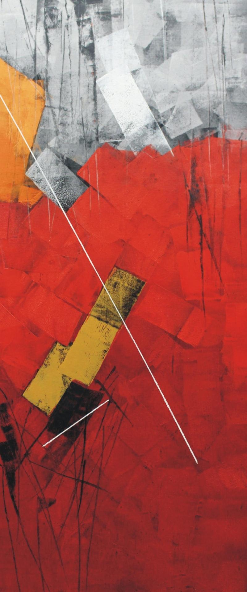 Abstract oil painting titled 'Untitled 71', 60x24 inches, by artist Sudhir Talmale on Canvas