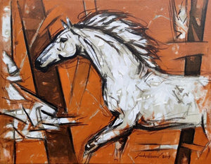 Animals oil painting titled 'Untitled 75', 15x20 inches, by artist Santosh Patil on Canvas