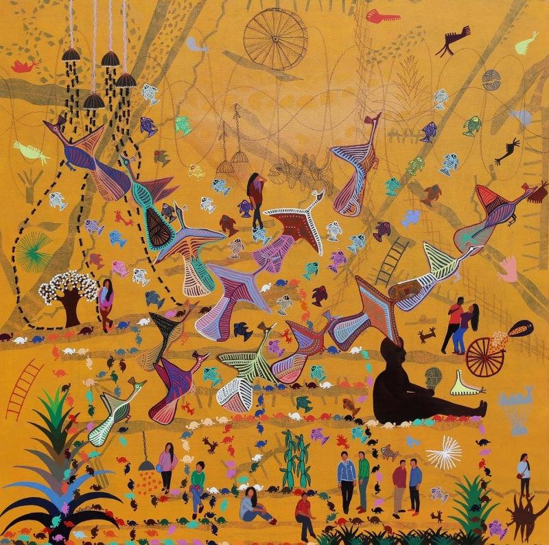 contemporary acrylic painting titled 'Untitled 75', 47x47 inches, by artist Amit Harit on Canvas