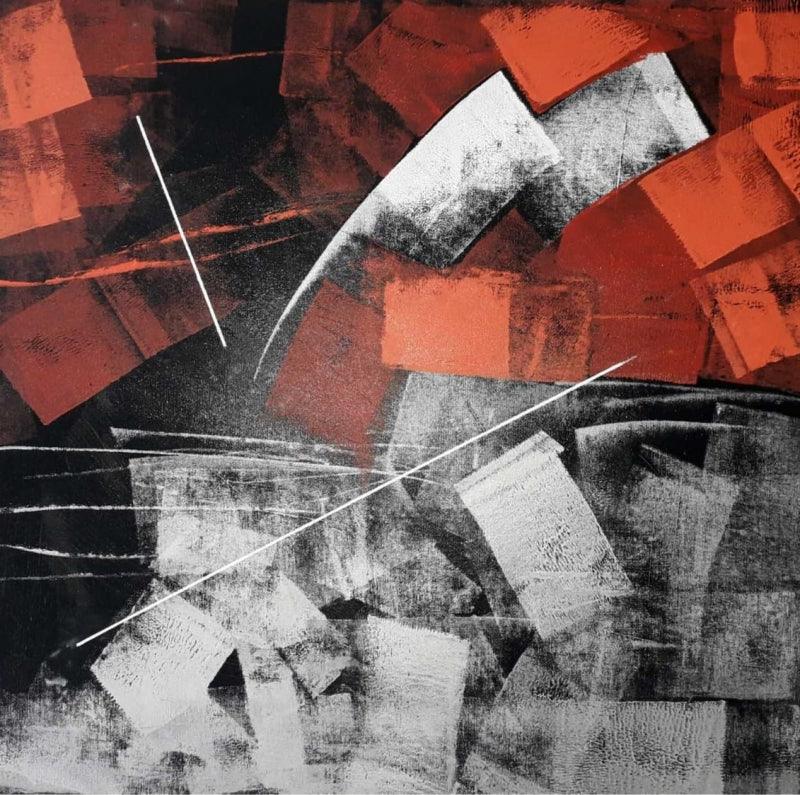 Abstract oil painting titled 'Untitled 79', 24x24 inches, by artist Sudhir Talmale on Canvas