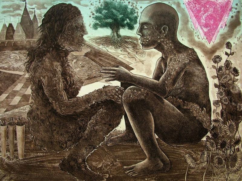 contemporary printmaking titled 'Untitled 8', 22x30 inches, by artist Rakesh Bani on Paper