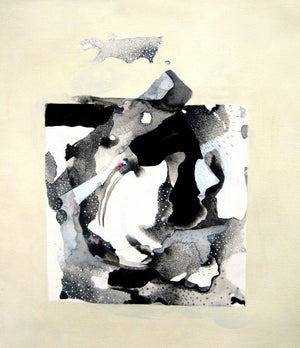 Abstract mixed media painting titled 'Untitled 8', 30x36 inches, by artist Huma Khan on Canvas