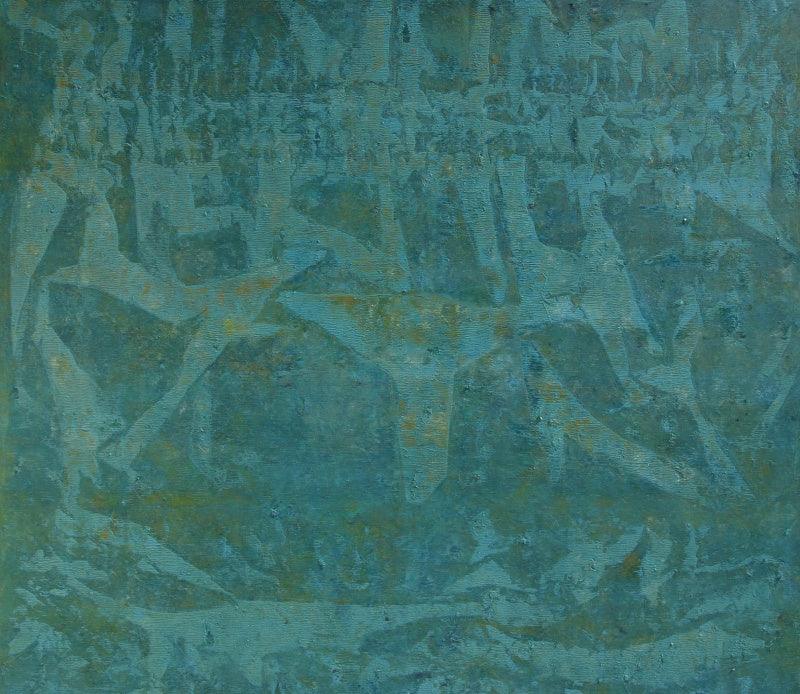 Abstract oil painting titled 'Untitled 8', 48x42 inches, by artist Mahesh Jagtap on Canvas