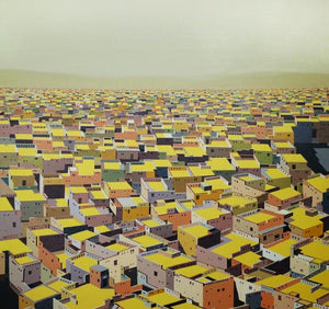 Cityscape acrylic painting titled 'Untitled 8', 48x48 inches, by artist Madan Pawar on Canvas