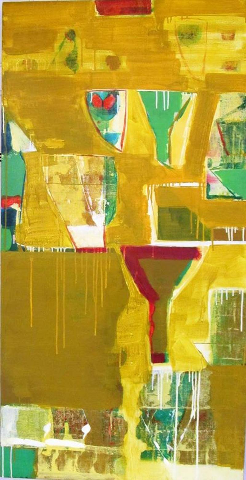 Abstract acrylic painting titled 'Untitled 8', 60x30 inches, by artist Ravindra Pawar on Canvas
