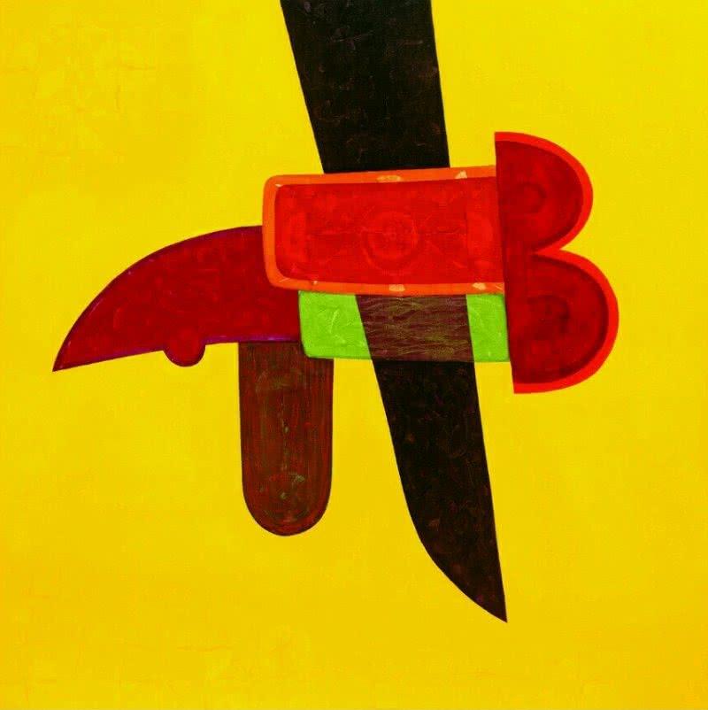 Abstract acrylic painting titled 'Untitled 8', 48x48 inches, by artist Bhushan Vaidhya on Canvas