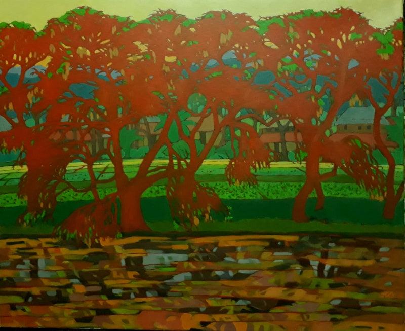 Nature acrylic painting titled 'Untitled 8', 30x36 inches, by artist Sujit Das on Canvas