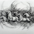 Animals charcoal painting titled 'Untitled 8', 21x29 inches, by artist D Tiroumale on Handmade Paper