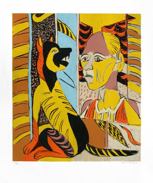 Figurative serigraphs painting titled 'Untitled 8', 36x30 inches, by artist K. G. Subramanyan on Paper