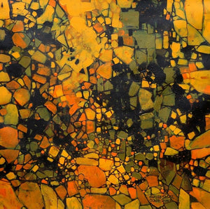 Untitled 8 (The Golden Field) by Sagar Bondre, Original Acrylic Abstract Painting on Canvas, Medium Square Wall Art