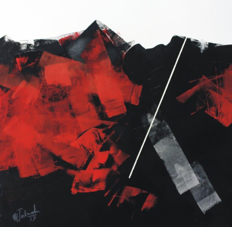 Abstract oil painting titled 'Untitled 8', 20x20 inches, by artist Sudhir Talmale on Paper