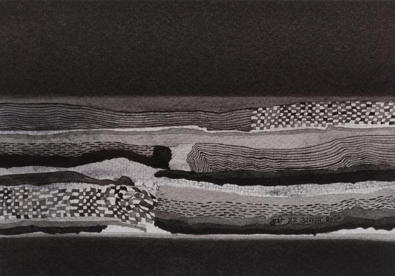 Abstract ink drawing titled 'Untitled 8', 6x8 inches, by artist Muni Sharma on Paper