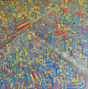 Abstract oil painting titled 'Untitled 8', 48x48 inches, by artist Karishma Wadhwa on Canvas