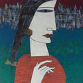 Figurative acrylic painting titled 'Untitled 8', 30x24 inches, by artist Biswajit Mondal on Canvas