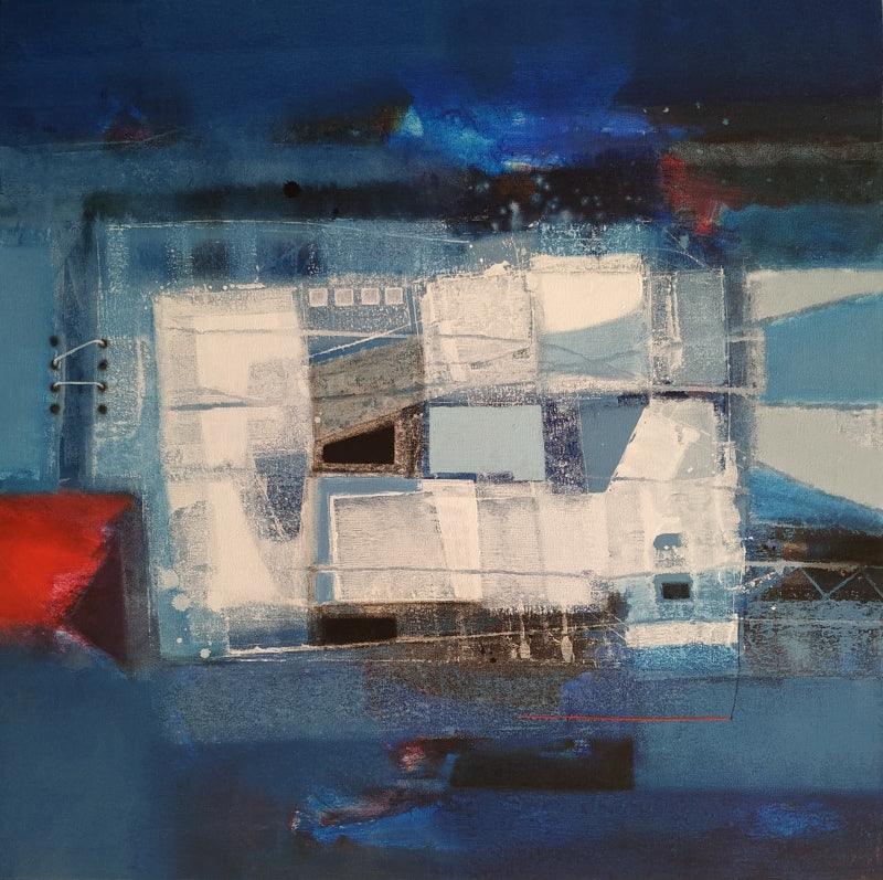 Abstract acrylic painting titled 'Untitled 8', 30x30 inches, by artist Sachin Pakhale on Canvas