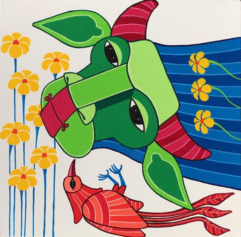 Animals acrylic painting titled 'Untitled 8', 12x12 inches, by artist Thota Laxminarayana on Canvas