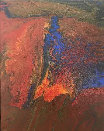 Abstract acrylic painting titled 'Untitled 8', 30x24 inches, by artist Kartikey Sharma on Canvas