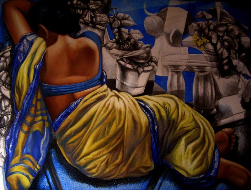 Figurative acrylic oil painting titled 'Untitled 8', 36x48 inches, by artist Arya Chowdhury on Canvas