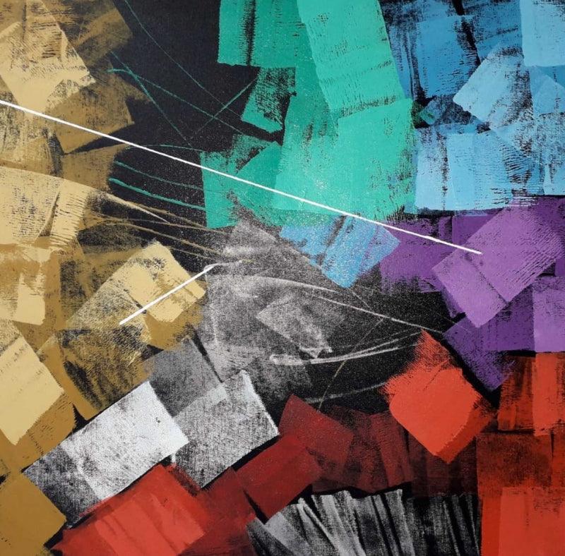 Abstract oil painting titled 'Untitled 80', 24x24 inches, by artist Sudhir Talmale on Canvas