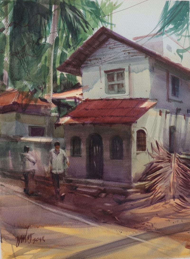 Landscape watercolor painting titled 'Untitled 9', 16x12 inches, by artist Amol Takale on Paper