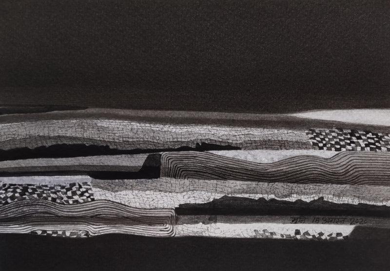 Abstract ink drawing titled 'Untitled 9', 6x8 inches, by artist Muni Sharma on Paper