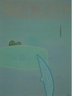 Abstract acrylic painting titled 'Untitled 9', 48x36 inches, by artist Bhushan Vaidhya on Canvas