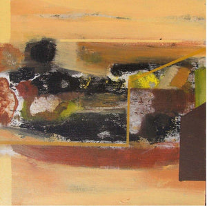 Untitled 9 (Amber Tones) by Somanth Adamane, Original Acrylic Abstract Painting on Canvas, X-Small Square Wall Art