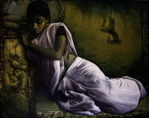 Figurative acrylic oil painting titled 'Untitled 9', 48x60 inches, by artist Arya Chowdhury on Canvas