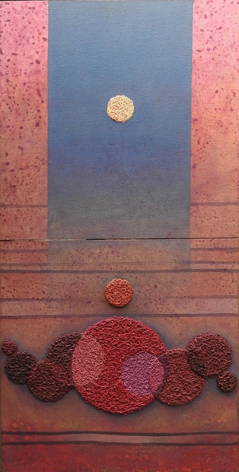 Abstract acrylic painting titled 'Untitled 9', 36x18 inches, by artist Anamika Kuchan on Canvas