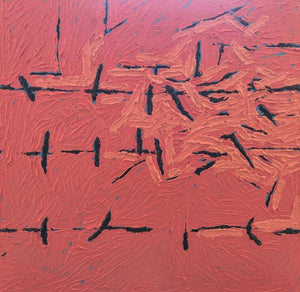Abstract acrylic painting titled 'Untitled 9', 30x30 inches, by artist Sunny Malwatkar on Canvas