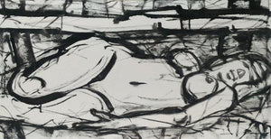 Nude oil painting titled 'Untitled 99', 15x30 inches, by artist Santoshkumar Patil on Canvas