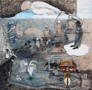 contemporary mixed media painting titled 'Untitled', 22x28 inches, by artist Susmita Chowdhury on Canvas