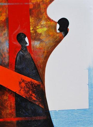 Figurative acrylic painting titled 'Untitled', 48x36 inches, by artist Narayan Shelke on Canvas