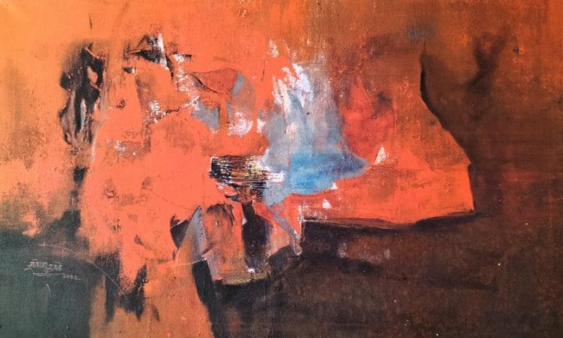 Abstract acrylic painting titled 'Untitled', 60x36 inches, by artist Dnyaneshwar Dhavale on Acrylic on canvas