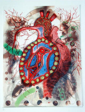 Untitled by Amit Lodh, Original Mixed Media Abstract Painting on Paper, Medium Vertical Wall Art