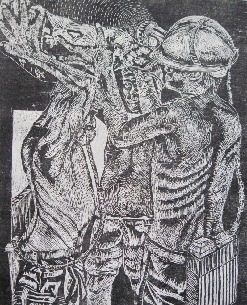 contemporary printmaking titled 'Untitled', 48x36 inches, by artist Partha Dutta on Paper