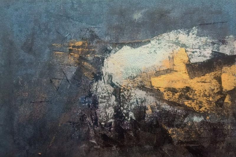 Abstract acrylic painting titled 'Untitled', 12x18 inches, by artist Dnyaneshwar Dhavale on Canvas