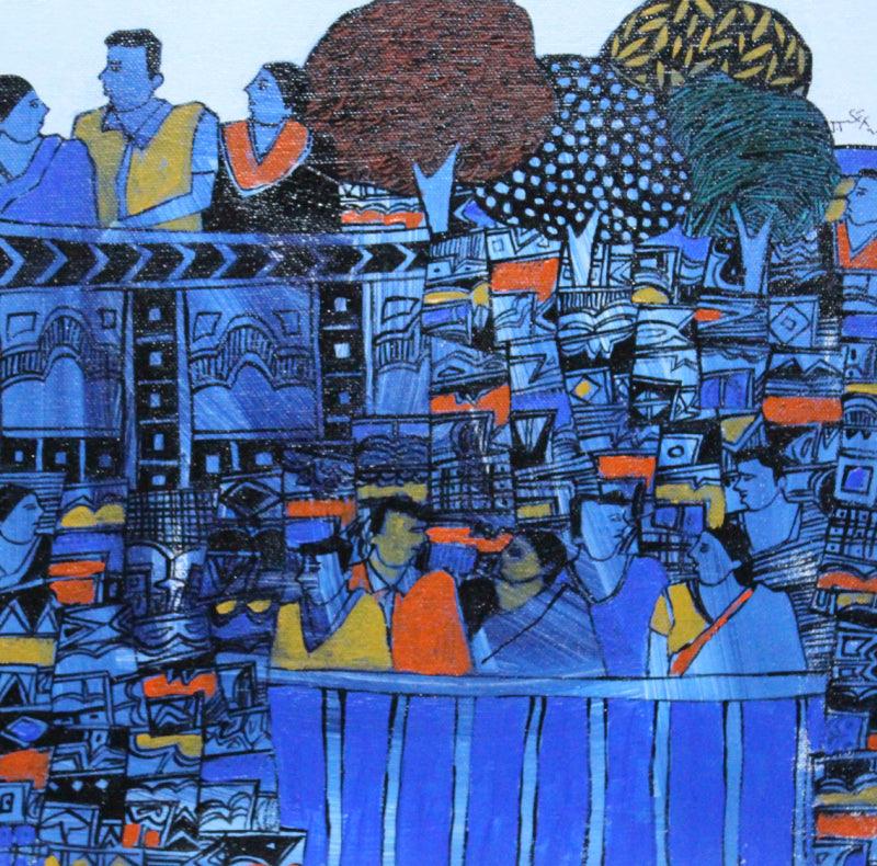 Figurative acrylic painting titled 'Untitled', 12x12 inches, by artist Rama Krishna V on Canvas