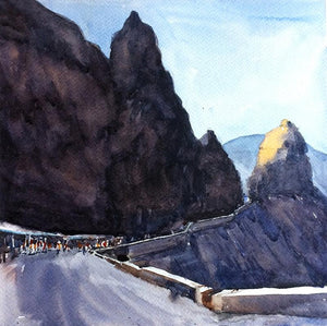 Landscape watercolor painting titled 'Untitled', 12x12 inches, by artist Ramdas Thorat on Paper