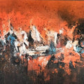 Abstract acrylic painting titled 'Untitled', 36x72 inches, by artist Dnyaneshwar Dhavale on Canvas