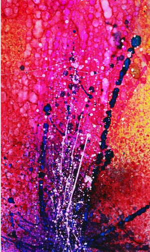 Untitled (Two Women and a Parrot) by Amit Dodiya, Original Glass Abstract Painting on Glass, X-Small Vertical Wall Art